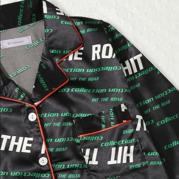 New Black Satin Silk-Like Pajama Set​ - Picture 4 of 5